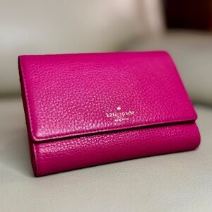 Kate Spade New York Magenta Leather Trifold Wallet